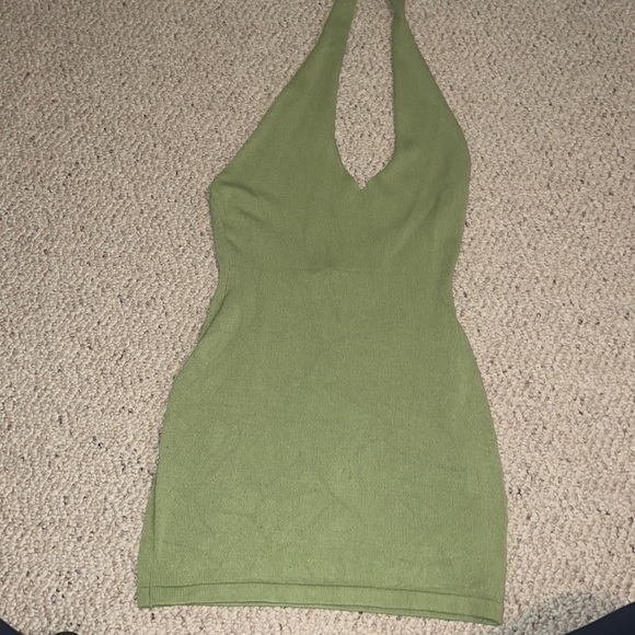 beginning boutique green halter dress Layla Green Tie Back Mini Dress - US 2 main image 1
